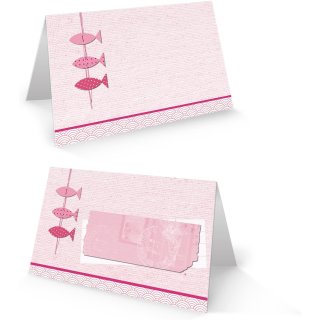 Tischkarten Fische rosa pink für Taufe & Kommunion (VE = 25 Stück)