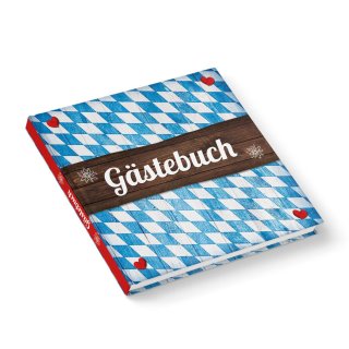Bayerisches Gästebuch blau weiß mit Rautenmuster 21 x 21 cm leere Seiten