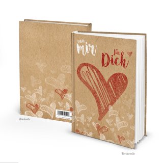 Kleines Notizbuch DIN A5 mit Herz rot - Geschenk Partner Partnerin - Liebe