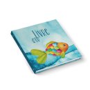 Gästebuch quadratisch mit französischem Titel LIVRE DOR - mit Regenbogenfisch türkis blau