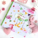 Babytagebuch quadratisch "Schön, dass du da bist" rosa grün - Baby Tagebuch Geschenk Geburt Taufe