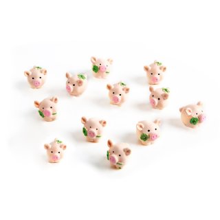 12 kleine kugelrunde Glücksschweine 2 cm - Mini Glücksbringer 2024