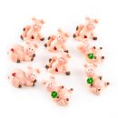9 kleine Gl&uuml;cksschweinchen rosa mit Kleeblatt kleines Geschenk Gl&uuml;cksbringer Talisman