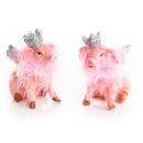 2 Glücksschweine Figuren Glücksschweinchen rosa...