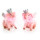 2 Glücksschweine Figuren Glücksschweinchen rosa mit Krone Engelsflügel Silber Glücksbringer Deko