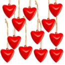 12 kleine Herzen rot aus Metall 3,5 cm Herz Anhänger