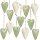Herzanhänger aus Metall in hellgrün und weiß 7 cm - gestreift & gepunktet - Herzen zum Aufhängen 12 Stück
