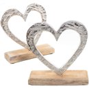 2 große Herzen aus Metall & Holz - 16 cm -...