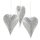 3 Herzanhänger 10 cm grau silber weiß gepunktet Deko Herzen aus Metall zum Aufhängen