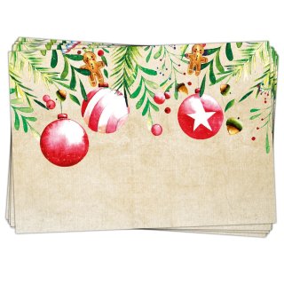 25 kleine Weihnachtsaufkleber 7 x 5 cm rot grün natur zum Beschriften