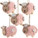 5 kleine Schafe in rosa mit Schnur - Osterdekoration zum...