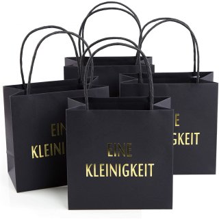 4 kleine Papiertaschen schwarz gold Geschenktüten "Eine Kleinigkeit"