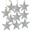10 Sterne Anh&auml;nger Weihnachtsanh&auml;nger aus Holz grau shabby 10 cm