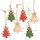 6 kleine Weihnachtsbäume Anhänger Baumschmuck Weihnachten aus Holz rot grün natur