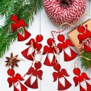 3 x 5 Weihnachtsanhänger - Engel + Baum rot weiß Shabby Chic - Vintage Christbaumanhänger