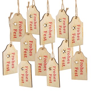 4 x 3 Weihnachtsanhänger rot weiß natur aus Holz 6 x 12 cm Textanhänger Frohe Weihnachten Merry Christmas