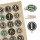1-24 Zahlen Sticker zum Adventskalender basteln: Aufkleber + Holzklammern Holz Scheibe 4 cm Aufkleben beige grün