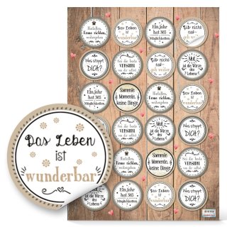 Großes Sticker Set mit 6 x 24 Aufklebern - Sprücheaufkleber zum Verzieren von Verpackungen