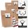 Adventskalender Bastel-Set: 24 braune Papiertüten + quadratische Aufkleber 6 x 6 cm schwarz weiß rot mit Hirsch