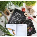 DIY Rezeptbuch DIN A5 MEINE GLÜCKSREZEPTE - leeres Kochbuch zum Selberschreiben schwarz rot