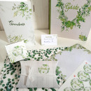 Hochzeitsgästebuch grün weiß DIN A4 -  Gästebuch zur Hochzeit Herz groß Blätter - mit Metallecken