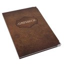 Gästebuch DIN A4 in Lederoptik bedruckt braun - Vintage Nostalgie-Look mit leeren Seiten & Metallecken