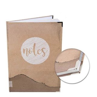 Großes Blanko Notizbuch DIN A4 beige braun NOTES - Tagebuch Ideenbuch mit Metallecken