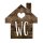 WC-Schild Holzoptik Häuschen mit Herz braun weiß 17 cm - WC-Häuschen