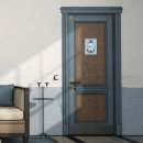 Maritimes WC-Schild neutral mit Text WC - Toilettenschild blau wei&szlig; mit Schiffsanker - T&uuml;rschild inkl. Klebepunkten