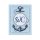Maritimes WC-Schild neutral mit Text WC - Toilettenschild blau weiß mit Schiffsanker - Türschild inkl. Klebepunkten