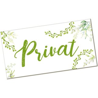 Privat Schild grün weiß 20 x 10 cm - Türschild für Büro Praxis