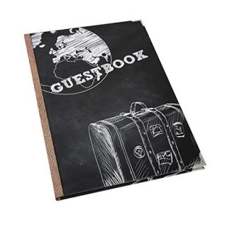 Leeres Gästebuch GUESTBOOK schwarz weiß DIN A4 international zum Einschreiben - mit Metallecken