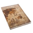 XXL blanko Notizbuch DIN A4 Hardcover braun mit leeren Seiten - Vintage Weltkarte Motiv mit Metallecken