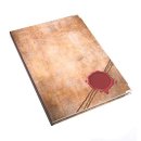 Großes Notizbuch mit leeren Seiten DIN A4 braun rot im Vintage-Stil - Hardcover Buch mit Metallecken