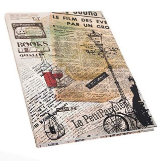 Vintage Notizbuch mit leeren Seiten DIN A4 nostalgisch mit Motiv PARIS - Buch blanko mit Metallecken