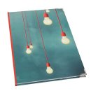 XXL Notizbuch Ideenbuch Skizzenbuch DIN A4 blau mit Glühbirnen - Hardcover mit Metallecken