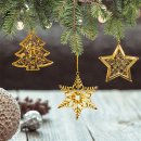 9 filigrane Weihnachtsanhänger gold Baum Stern Schneeflocke Weihnachtsdeko Geschenkanhänger