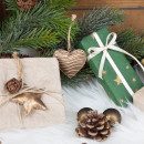3 x 3 weihnachtliche Anh&auml;nger aus Metall 5 cm B&auml;ume + Sterne + Herzen 