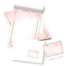 Briefpapier Block DIN A5 mit 50 Blatt rosa gold + 25 Briefumschl&auml;ge + Etiketten zum Briefe schreiben