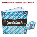G&auml;stebuch bayerisch blau wei&szlig; 21 x 21 cm quadratisch mit Rautenmuster mit Metallecken