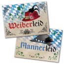 WC-Schilder Set bayerisch Weiberleid + Mannerleid blau wei&szlig; beige 14,8 x 10,5 cm - T&uuml;rschild WC Bayern