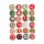 24 Adventskalender Buttons aus Blech mit Zahlen 1 - 24 - rot gr&uuml;n - Adventskalenderzahlen