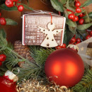 12 kleine Engel Anhänger aus Holz 5 cm mit Sternchen - Schutzengel Weihnachtsengel