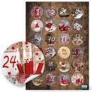 DIY Adventskalender Set: 24 Kraftpapiert&uuml;ten + Aufkleber mit Zahlen - Fotomotive Weihnachten