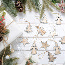 12 kleine Weihnachtsbaumanhänger aus Holz 5 cm Stern...