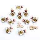 12 Bienen Klammern schwarz gelb - Deko Kindergeburtstag Give-Away Partydeko Holzklammer