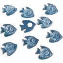 10 maritime Streuteile - blaue Fische mit Klebepunkt in...