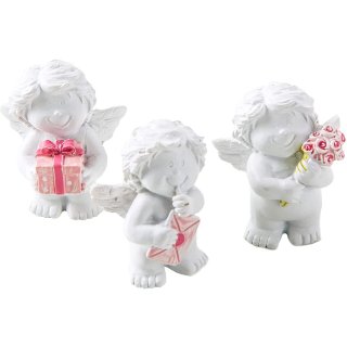 3 kleine Mini Engel 5 cm weiß rosa Gastgeschenk Give-Away Tischdeko Weihnachten Kindergeburtstag