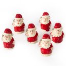 6 mini Weihnachtsmann Figuren rot beige - Weihnachtsdeko...