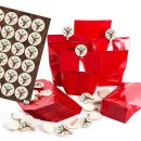 24 Adventskalendertüten rot 14 x 22 cm mit Zahlenaufklebern + Holzklammern Rentier - Tüten zum Befüllen